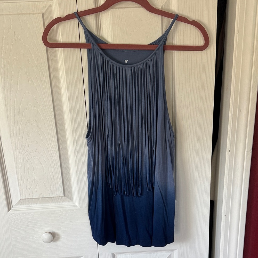 American Eagle Outfitters Navy Fringe Tank Top